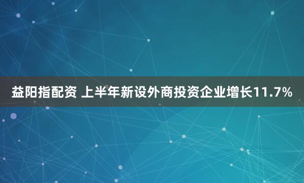 益阳指配资 上半年新设外商投资企业增长11.7%