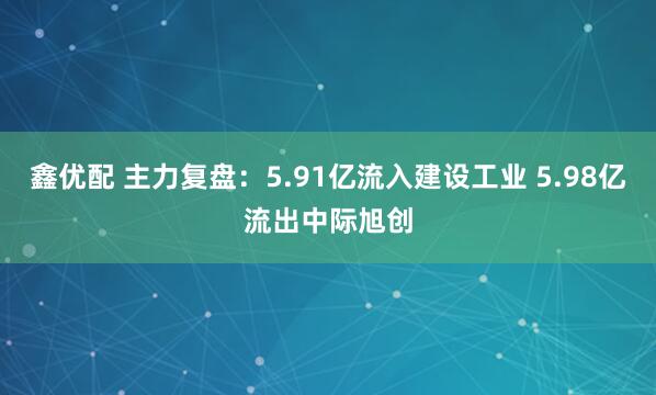 鑫优配 主力复盘：5.91亿流入建设工业 5.98亿流出中际旭创